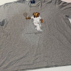 Vintage Polo Ralph Lauren Gray Polo Bear Tennis Tee
